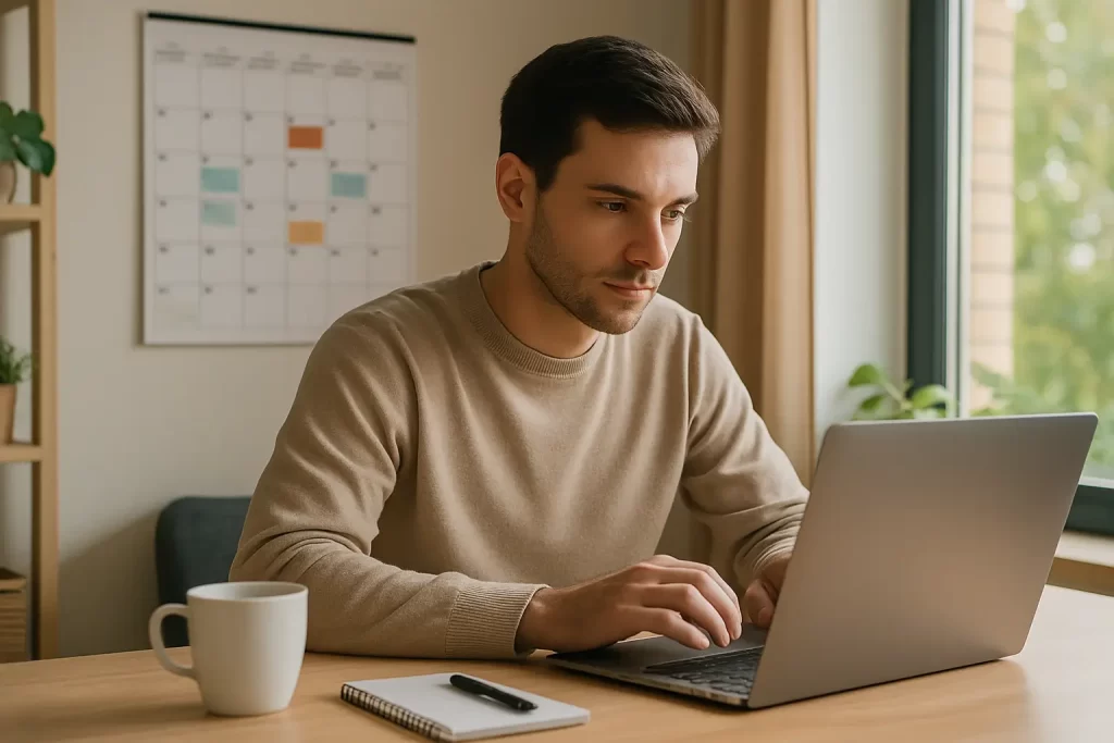 Pessoa usando notebook com aplicativos abertos para produtividade com inteligência artificial.