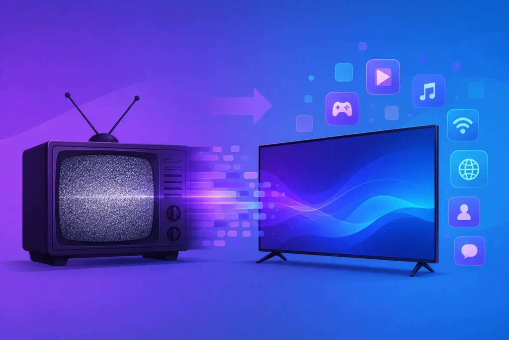 Smart TV exibindo interface de aplicativos representando a nova tecnologia TV 3.0 no Brasil