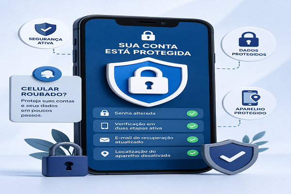 como proteger contas após celular roubado